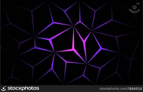 Abstract black polygon violet light futuristic technology design background vector illustration.
