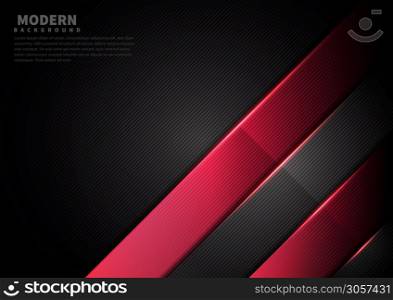 Abstract black red color stripe lines background overlapping layers decor red light effect with space for text. Technology style. Vector illustration