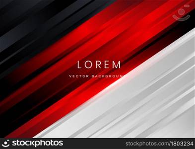 Abstract black, red, gray stripe diagonal lines light background. Modern concept. Vector illustration