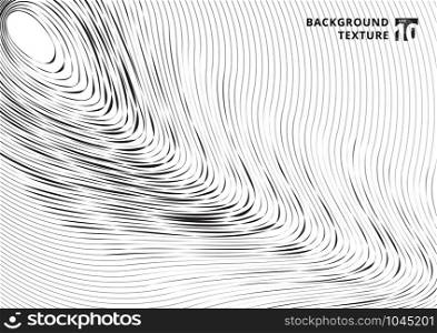 Abstract black scratch curved lines pattern on white background and texture. Vector illustration
