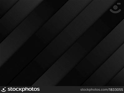 Abstract black shiny diagonal stripes on dark background grid texture. Vector illustration