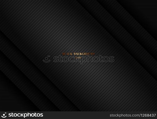 Abstract black shiny layer diagonal with stripes lines texture background. Luxury style. Vector illustration