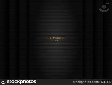Abstract black shiny layer with stripes lines texture background. Luxury style. Vector illustration