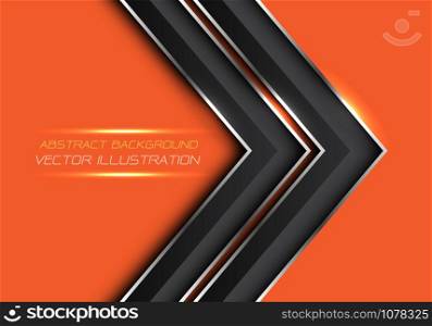 Abstract black silver twin arrow on orange background design modern luxury futuristic background vector illustration.