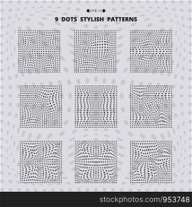 Abstract black square dots mesh stylish pattern set. You can use for adjusting artwork, poster, elements design. vector eps10