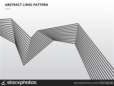 Abstract black stripe lines graphic optical art on white background. Vector illustration