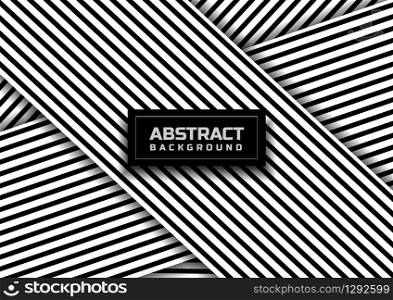 Abstract black striped line pattern on white background and texture. Vector illustration