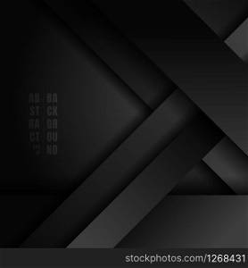 Abstract Black Stripes Diagonal Overlapping Layer Paper on Dark Background with Space for Your Text. Vector Illustration
