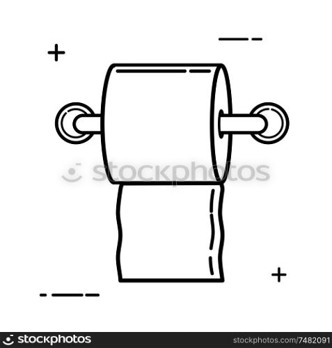 Abstract black toilet paper icon on white background. Symbol of hygiene and cleanliness. Vector illustration