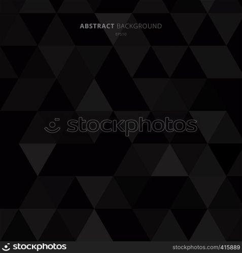 Abstract black triangles pattern on dark background minimal style. Vector illustration