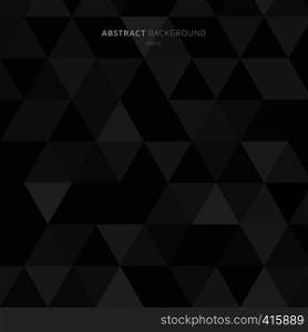 Abstract black triangles pattern on dark background minimal style. Vector illustration