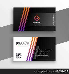 abstract black visiting card with colorful lines