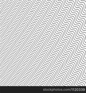 Abstract black wave lines pattern diagonal on white background and texture. Vector illustration