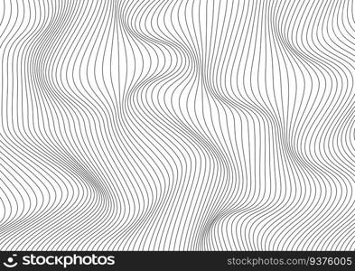 Abstract black wave thin curved lines pattern on white background and texture. Vector illustration