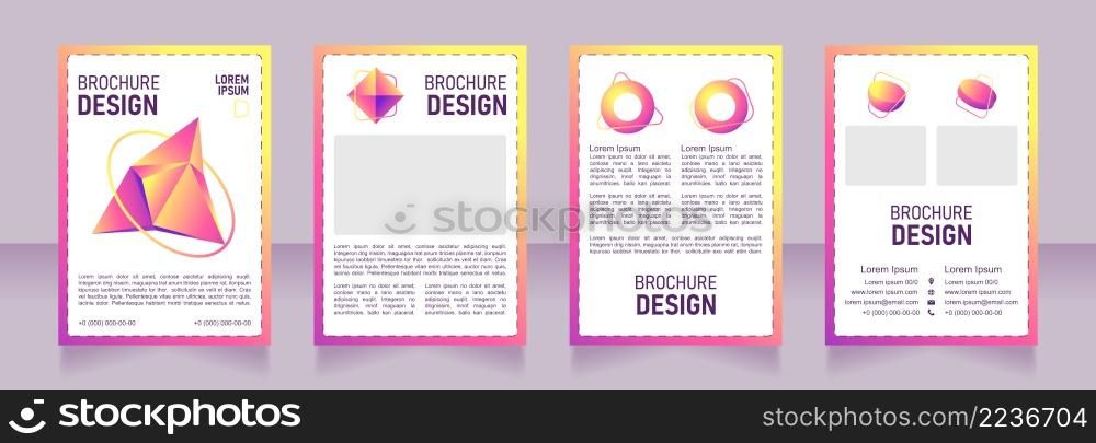 Abstract blank brochure design. Template set with copy space for text. Premade corporate reports collection. Editable 4 paper pages. Bahnschrift SemiLight, Bold SemiCondensed, Arial Regular fonts used. Abstract blank brochure design