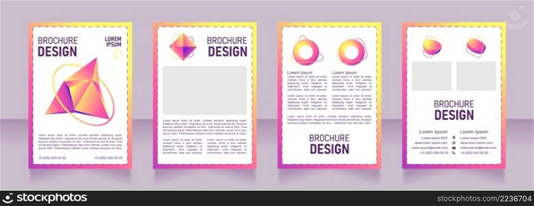 Abstract blank brochure design. Template set with copy space for text. Premade corporate reports collection. Editable 4 paper pages. Bahnschrift SemiLight, Bold SemiCondensed, Arial Regular fonts used. Abstract blank brochure design
