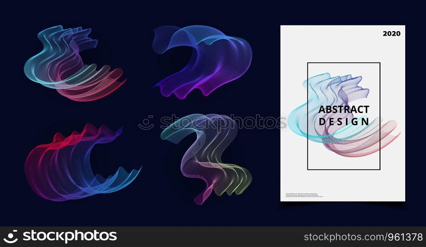 Abstract blending vector colorful tech line artwork cover set. You can use for cover, page, print, design artwork, template. illustration vector eps10