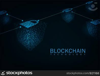 Abstract blockchain technology concept .Isometric digital blocks connection.