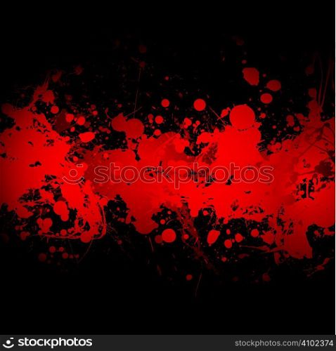 abstract blood red ink splat banner with black background