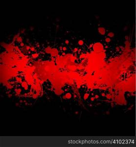 abstract blood red ink splat banner with black background