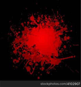 abstract blood red ink splat with black background and copyspace