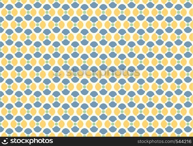 Abstract blossom and small circle seamless pattern on light yellow background. Vintage and sweet flower pattern for design.