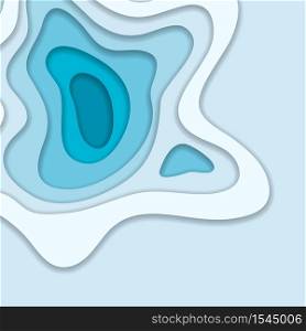 Abstract blue 3D paper cut background. Abstract wave shapes. Vector format