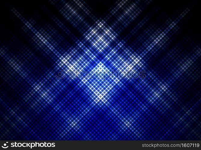 Abstract blue and black color background with square grid diagonal stripes. Geometric minimal pattern. You can use for cover design, brochure, poster, advertising, print, leaflet, etc. Vector illustration
