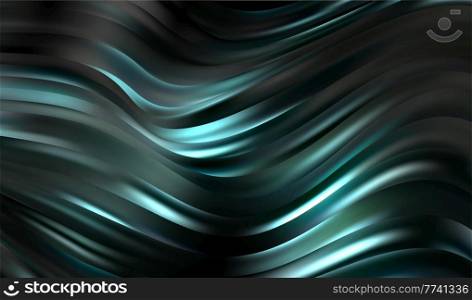Abstract blue and black swirl wave. Shiny lines design element on dark background for gift, greeting card and disqount voucher. Vector Illustration. Abstract Waves. Shiny blue moving lines design element on dark background for greeting card and disqount voucher.