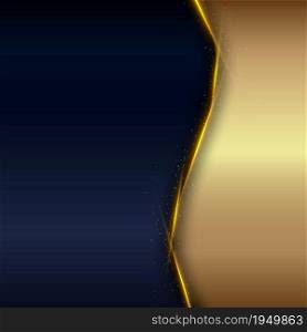 Abstract blue and gold metallic with lighting sparkling luxury background. Vector graphic illustration