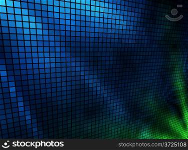 Abstract blue and green lights 3D mosaic horizontal vector background.