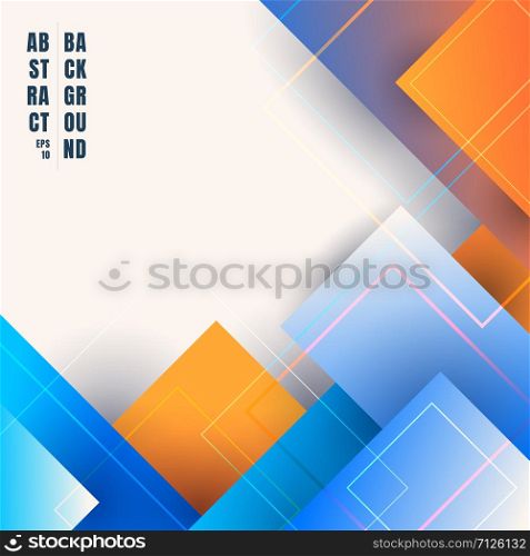 Abstract blue and orange gradient color geometric squares overlapping background with space for your text. Vector illustration