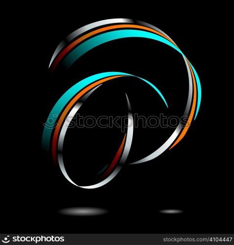 Abstract blue and orange ribbon with drop shadow