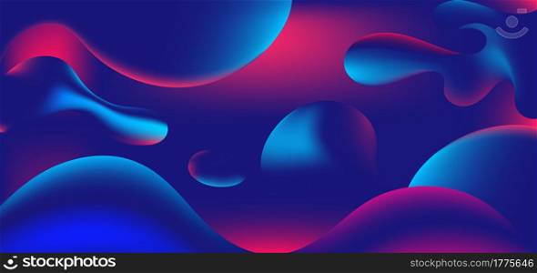 Abstract blue and pink gradient fluid shape flowing on blue background. Vector illustration
