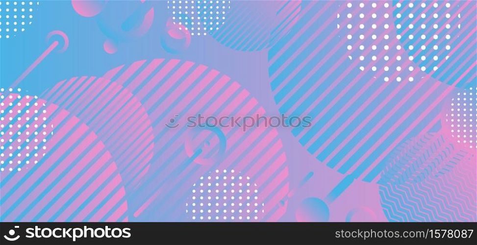 Abstract blue and pink gradient geometric circle shape pattern background. Vector illustration