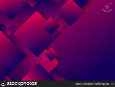 Abstract blue and pink gradient squares rounded layered pattern background with space for your text. Vector illustration