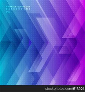 Abstract blue and purple gradient color tech diagonal geometric background with big arrows sign digital and stripes technology concept. Space for your text. Vector illustration