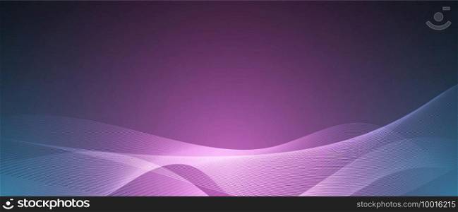 Abstract blue and purple technology wave design, digital network background, vector communication concept, blank space