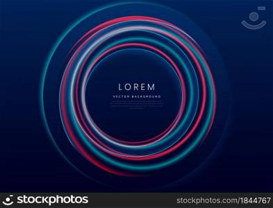 Abstract blue and red circle neon light effect background. You can use for science, poster, technology, business presentation. Vector illustration