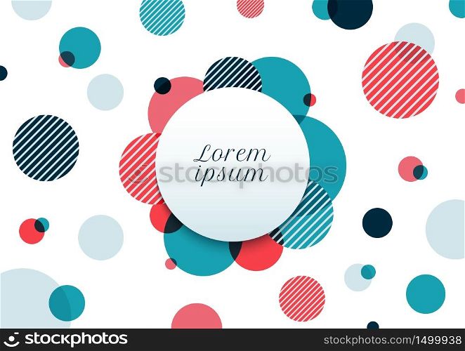 Abstract blue and red circles random pattern on white background. Modern geometric with label. Vector illustration