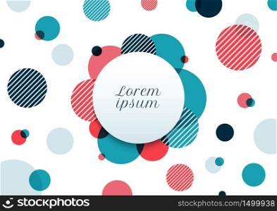 Abstract blue and red circles random pattern on white background. Modern geometric with label. Vector illustration