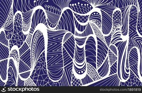 Abstract blue and white creative background. Hand drawn graphic creative vector illustration.