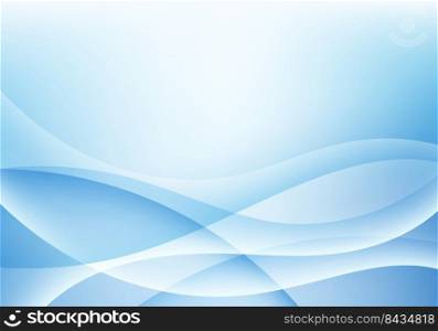 Abstract blue and white gradient wave shapes overlapping soft background. Vector illustration