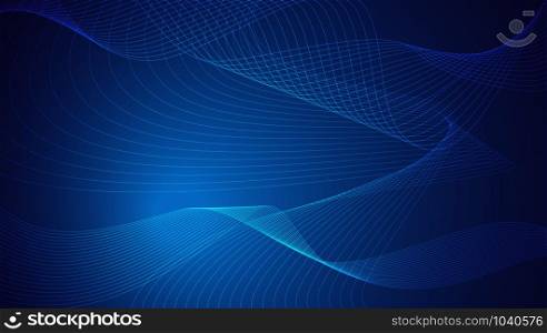 Abstract blue and white lines wave background vector illustration