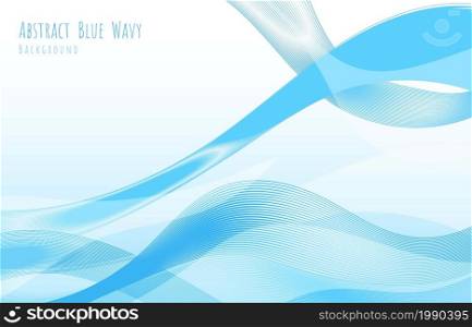 Abstract blue and white wavy line pattern artwork swirl style. Overlapping design with copy space of text background. Illustration vector