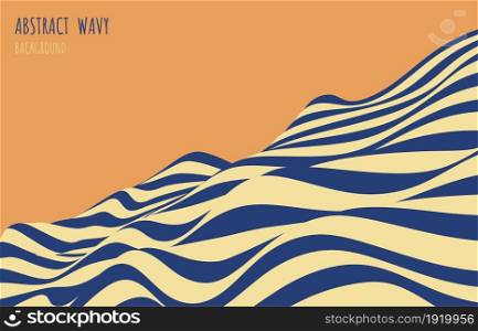 Abstract blue and yellow wavy design stripe line swirl pattern decorative template. Minimal design artwork background. illustration vector