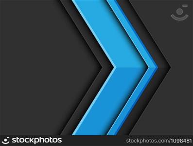 Abstract blue arrow 3D direction on dark grey bank space design modern futuristic background vector illustration.