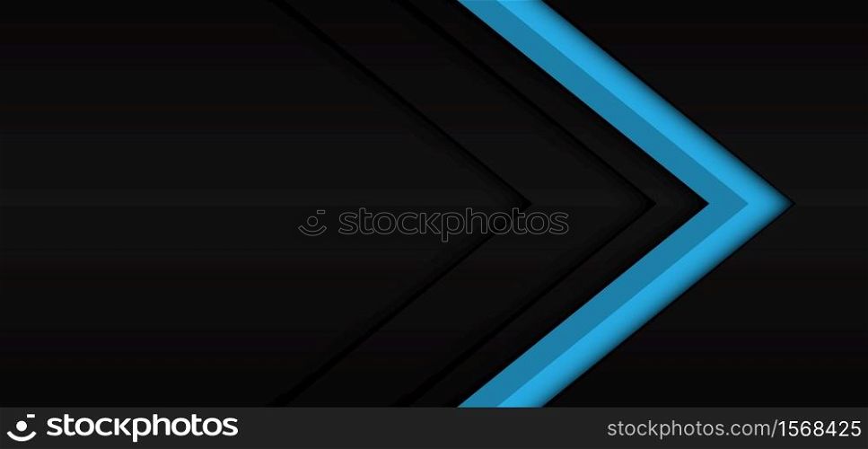 abstract blue arrow dark shadow direction on black blank space design modern futuristic background vector illustration