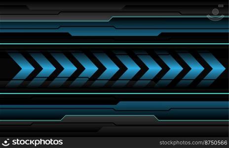 Abstract blue arrow direction black metallic cyber geometric design modern futuristic technology background vector illustration.