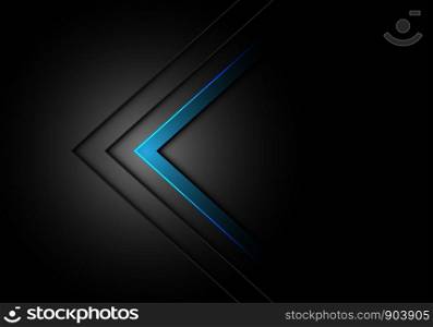 Abstract blue arrow direction dim light on black design modern futuristic background vector illustration.